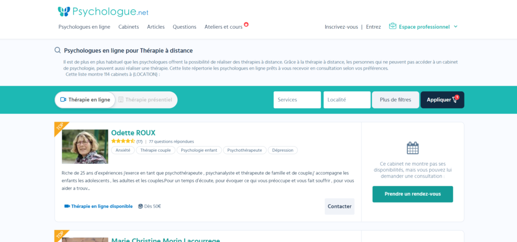 psychologue sur le site psychologue.net