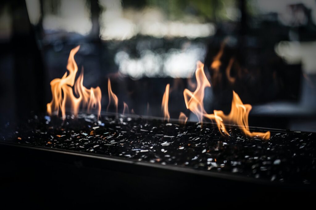 macro photography of lit fire pit