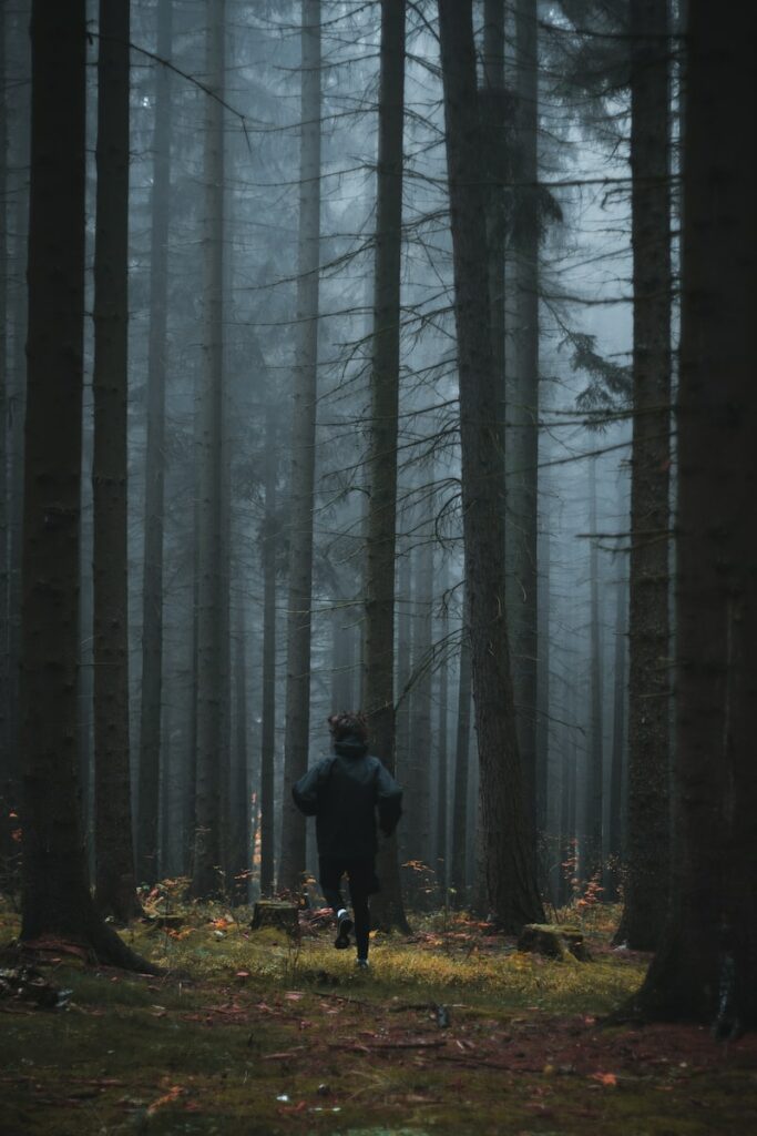 person running in forest trees with mist c'est quoi le ghosting disparition 